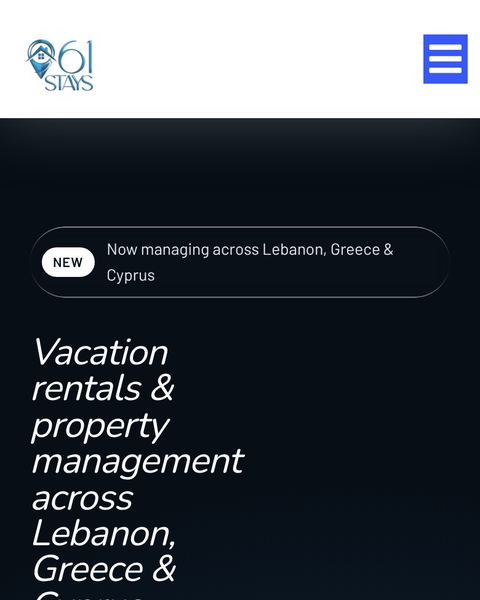 961Stays vacation rental website on a phone, designed by StudioLebanon